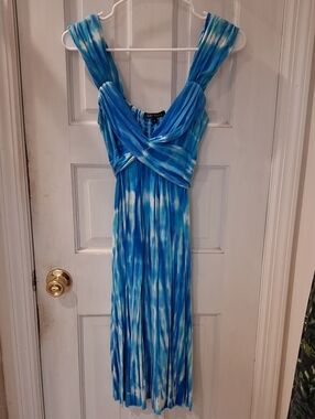 Zen Knits Blue Tie Dye Stretch Dress Size Small